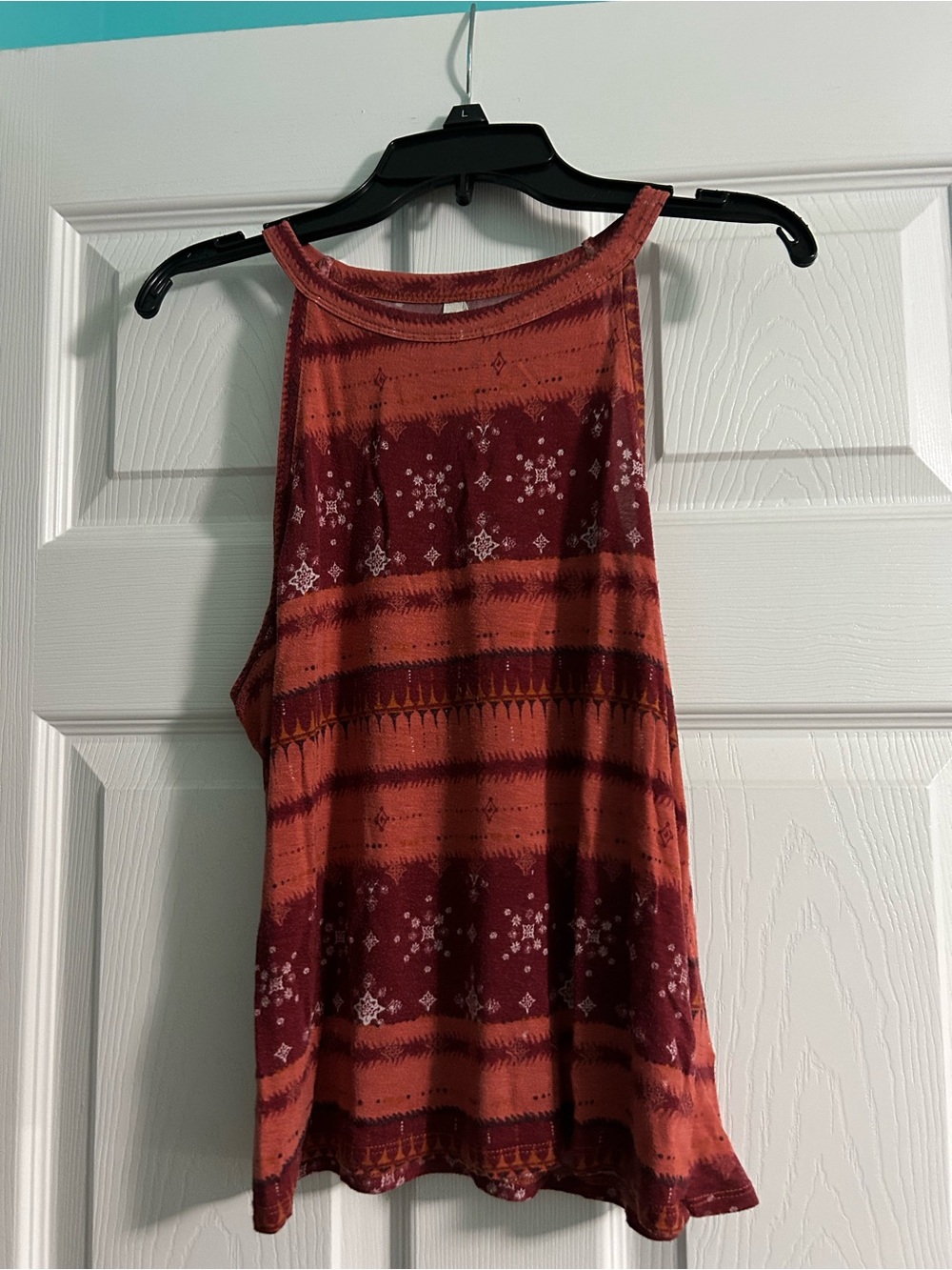Mudd Women's Striped Tank Top in Burnt Orange & Burgundy